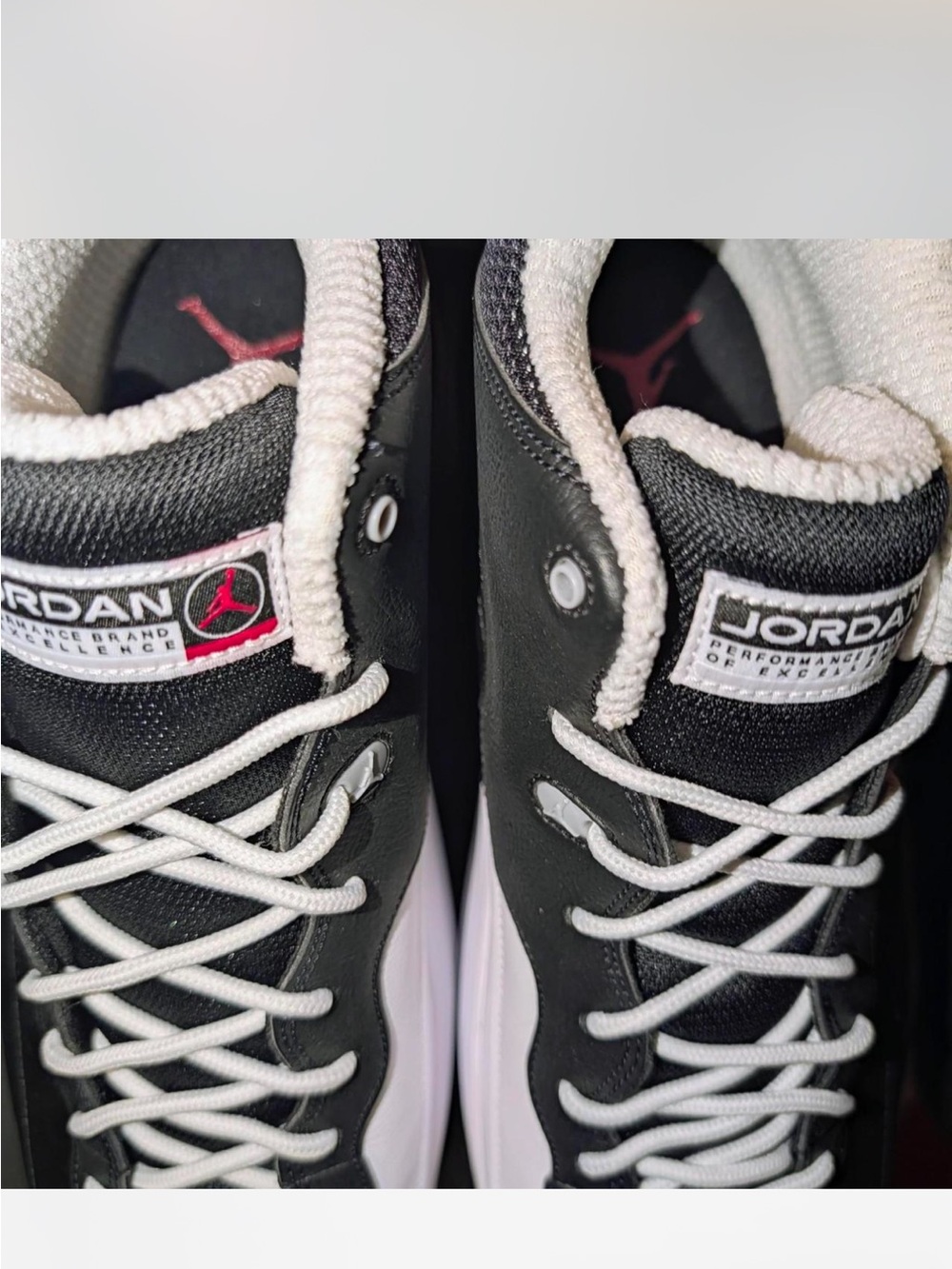 Jordan Air 1 Retro Men’s Black Sneakers with Red Jumpman Accents - Picture 4 of 7